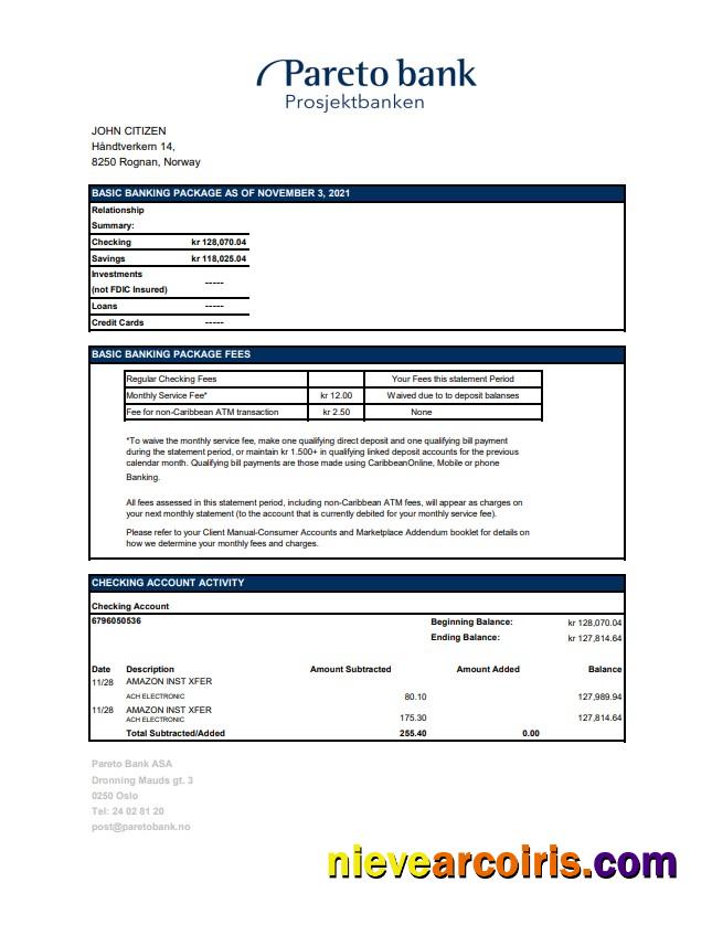 Norway Pareto Bank excel pdf